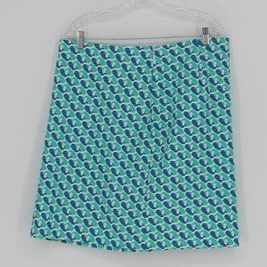 Talbots Skirt Women Size 14 Blue Green Whale Print
